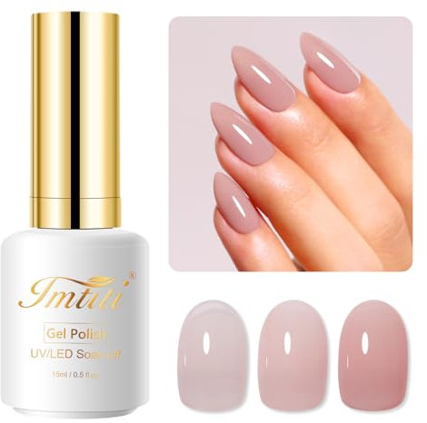 Imtiti Jelly UV Nagellack, 15ML Natürlich Kaffee Transparent UV Gel Nagellack Soak Off UV Led Gelee Gel Nail Polish Nackt Durchsichtig für Nagelkunst DIY Maniküre