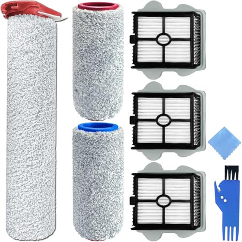 EATBALE Ersatzteile Rollenbürste Zubehör für Roborock Dyad Pro Combo/Dyad Pro Nass & Trockensauger, 1 Lange Hauptbürste, 2 Kurze Walzenbürsten, 2 HEPA-Filter, 1 Reinigungsbürste, 1 Putztuch (6 Stück)