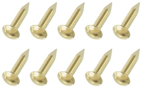 sourcing map 50Pcs Small Hardware Nails, 2.8 x 15mm Brass Round Head Nail Common Finishing Nail for Household Woodworking Picture Hanging DIY Projects, Gold