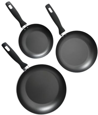 3-Piece Non Stick Frying Pan Set – Professional Pan Sets Non Stick – 20cm, 24cm, 28cm Frying Pans – Even Heat Distribution – Stay-Cool Handles – Durable Aluminium Pan by Home Theory