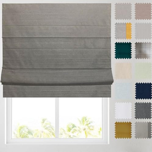 Barnes Blinds - Soft Textured Ara Blackout Roman Blinds -Durable Fittings Easy Fit (Charcoal 91.5cm)