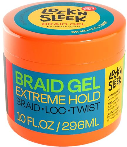 Lock'N Sleek Braid Gel Extreme Hold for Braids, Curls & Curls, No Dandruff, Controls Frizz & Controls Edges 300ml Orange 300ml (Pack of 1)
