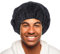 Qinayu Shower Cap for Men Elastic Adjustable Black Bath Cap Waterproof Terry Lining Hair Bonnet Large Soft Reusable Hair Cap Checkered Patter Hem Hair Double Layer Hat Cover for Bath (Black green)