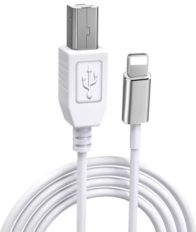 MIDI Cable for iPhone/iPad, USB 2.0 Type B to Lightning Cable, High-Speed Interconnection for MIDI Keyboard, Audio Interface, USB Microphone, and More, 4.9FT