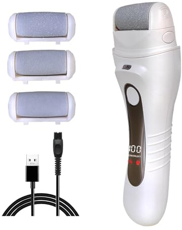 Electric Callus Remover for feet - FSA Eligible - Portable Rechargeable Electric Foot Files with 3 Heads - Pedicure Kit for Dry Dead Hard Cracked Skin