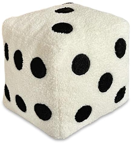 Kalastussaari Würfel Plüschkissen, 6-seitige milchige weiße Fuzzy-Würfel, Sherpa Large Dice, dekorative Würfel für Zuhause, Hotel, Party, Büro/12 Zoll