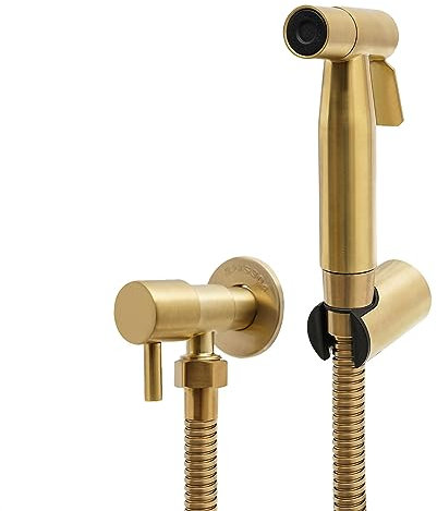 QuatoLuilo Douchette WC - Tuyau - Pistolet pulvérisateur - Robinet de salle de bain - En acier inoxydable 304 - Doré