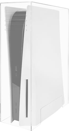 Geekria Coque anti-poussière en acrylique anti-rayures et étanche pour console Sony PlayStation 5, PS5 Slim, PS5 Pro (transparent)