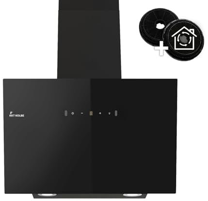 KKT KOLBE Dunstabzugshaube 60 cm | Umluft Abluft | Kopffrei Wandhaube | Schwarz | Glas | LED-Beleuchtung | Edelstahl | Gestensteuerung | SensorTouch | BASE6004S