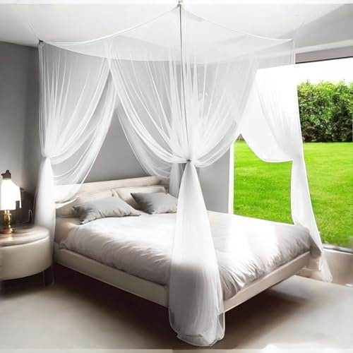 EverChoice Letto a baldacchino con zanzariera, quadrato, 220 x 200 x 210 cm, con gancio, tassello, borsa da viaggio, per letto matrimoniale e singolo, zanzariera per viaggi e casa