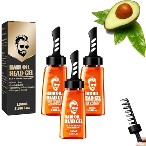 Herren Styling Gel, Zwei-in-Eins Haarwachs Gel, Mit Kamm, Haaröl Gel, Herren Starkes und Langanhaltendes Styling Gel, Feuchtigkeitsspendend und Langanhaltend, Schnelles Styling