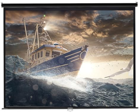 INMOZATA Pull Down Projector Screen 120 inch Wall & Ceiling Projector Screen with 4:3 Ratio Matte White Screen for Home Cinema Theater School Office Presentation Outdoor Indoor(Size:238x177cm)