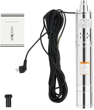 500W Tiefbrunnenpumpe 2850 U/min Edelstahl Brunnenpumpe max. Förderhöhe 100m Wasserpumpe 0.7 PS Tauchpumpe 20dB 68IP Rohrpumpe für Flüssen, Stauseen, Kanälen