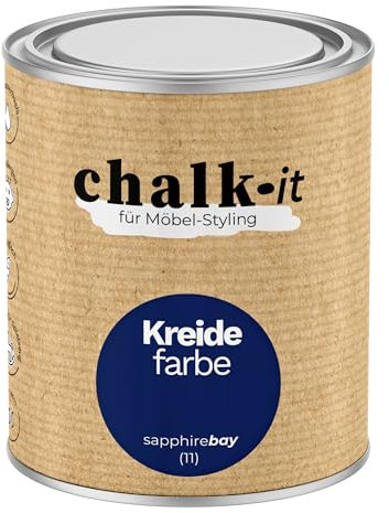 chalk-it Kreidefarbe 750ml (11) Sapphire Bay Möbel Farbe Shabby Chic Holzlack Natur Vintage Look Möbellack Erfüllt EN71-3 Sicher Kindermöbel Spielzeuge
