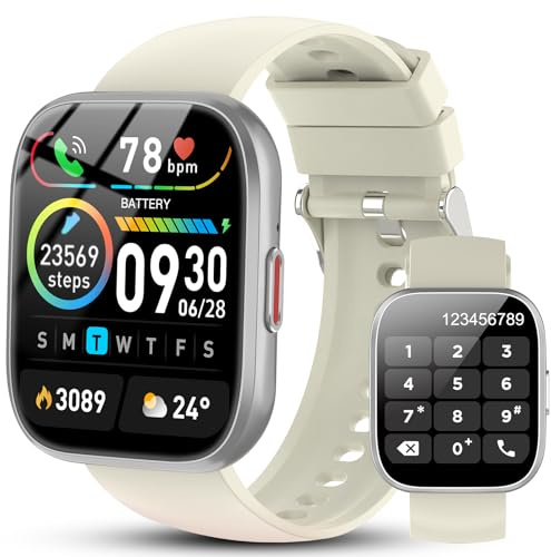 Smartwatch Uomo Donna con Effettua o Risposta Chiamate, 1,85'' Orologio Smartwatch con Contapassi/Sonno/Cardiofrequenzimetro, 110+ Modalità Sportive Fitness Tracker, IP68 Smart Watch Bianco(2025)