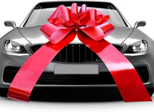 VOSSOT Schleife für Auto, 58 cm Riesige Große Rote Schleife für Auto Geburtstag große Geschenkschleife rote Schleife groß Geschenkschleife groß Schleife Auto große Schleife 18 Geburtstag Auto
