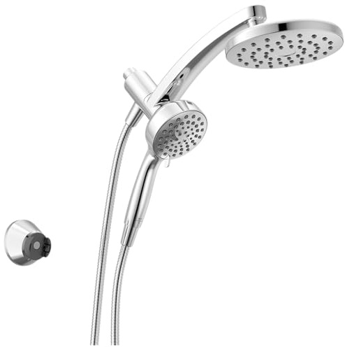 Delta 6-Setting PivotPro 3-in-1 Combination Shower Head with ProClean Spray, Chrome Round Shower Head Rainfall with Handheld Spray, 1.75 GPM, Chrome 75649
