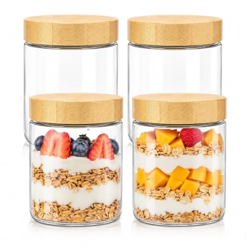 4 Stück 500ml Mehrzweck Einmachgläser mit Schraubdeckel, Meal Prep Gläser für Overnight Oats, Luftdichte Gläser für die Aufbewahrung, Marinieren und Vorbereitung von Mahlzeiten Mehrzweck Mason Jar