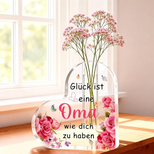 Acrylic Herzvase Muttertagsgeschenk Geburtstagsgeschenk Geschenke Für Oma, Beste Oma Geschenk Geburtstag