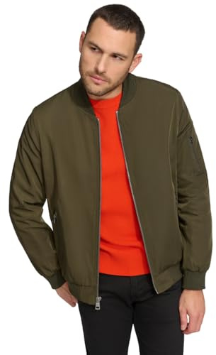 Calvin Klein Leichte wasserabweisende Herren-Flugbomberjacke, Oliv/Blatt für mich (Leaf It to Me), M