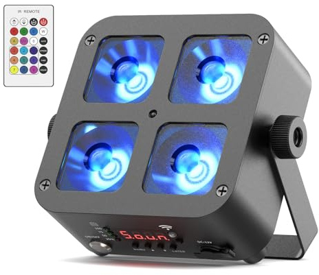 U`King 4x10W LED Par Akku, RGBWA UV Bühnenlicht Outdoor Strahler mit Fernbedienung, Unterstützt APP, IR, 2,4 GHz Wireless für Hochzeit Bar Show Disco