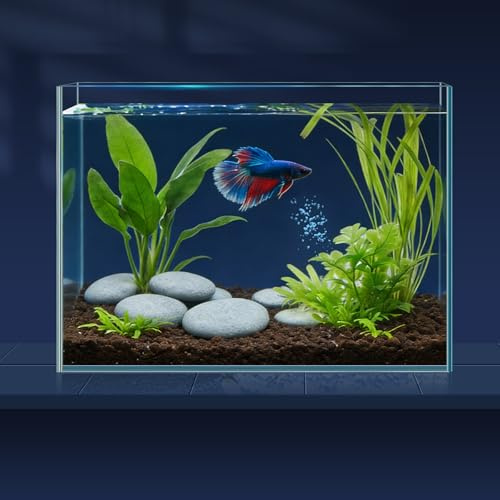 7.6L-Aquarium-Set mit Fischnetz, Wasserwechsel-Schlauch & 2 Reinigungstüchern, kristallklarem Glas, ideal für Betta & Goldfische, schöne Wohn-Dekoration