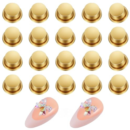 Matwsec 20 Pcs Rotating Nail Charms, Nail Art Rotating Charm Bearing, 3D Rings Jewelry Rotat Tools, Nails Art Designs Tool for Women DIY Crafting Jewelry Accessories (Gold)