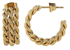 Akzent Wasserfeste Edelstahl Ohrringe Creolen Damen in Silber & Gold, 100% Wasserfest & Hautverträglich (Gold)