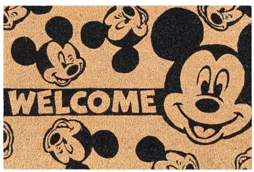 Christmas Inspirations Disney Mickey Welcome Fußmatte Kokos Türmatte 40x60 cm für innen & außen Schmutzfangmatte Rutschhemmende Haustürmatte für Eingangsbereich, Frühling & Sommer