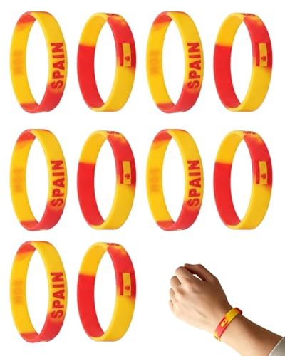TISCH 10 Spanien Fan-Armbänder – Länder-Thema für Sportevents, Mottofeiern, Gruppen und Fans