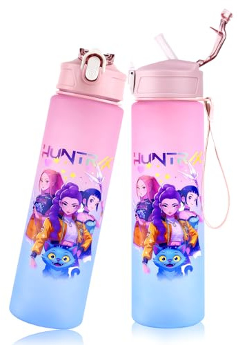 Sinmaklin Straw Water Bottle for Kids, 700ml/24oz