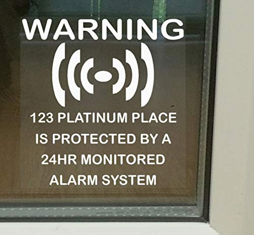 4 x Personalised - Home Protected - Monitored Alarm System Stickers for Windows - 24hr Security Warning Signs for House, Flat, Business, Property-Self Adhesive Vinyl Signs