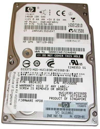 dg0146farvu Hewlett-Packard 146 GB 10000rpm 6,3 cm Serial Attached SC