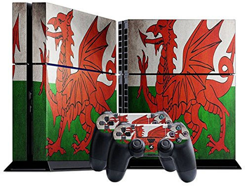 DOTBUY PS4 Skin Aufkleber Sticker Design Folie schützende Haut Schale für Sony Playstation 4 Konsole und 2 Dualshock Controller (Flags Wales)