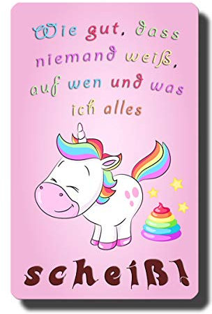Kühlschrankmagnet Einhorn lustig mit Spruch Scheiss Drauf Deko Magnet Sprüche Liebhaber Geschenk für Einhornfans Kühlschrank Magnettafel