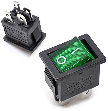 Oiyagai 20pz Interruttori a Bilanciere KCD1-104 DPST ON-OFF con Luce LED Verde