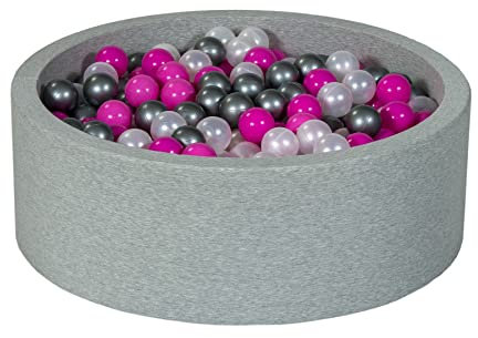 Velinda Piscine a balles pour Enfant, Aire de Jeu + 450 balles (Couleurs des balles: Perle, Rose, Argent)