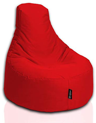 BuBiBag Gamer Sitzsack, Lounge Sessel, Gaming Sitzsäcke, Indoor & Outdoor Kissen für Kinder und Erwachsene (Rot;Ø:80cm)