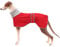 Morezi Winter Hundemantel mit reflektierender Leiste, weiches Polyester-Fleece, verstellbares Band, für Windhunde, Lurcher und Rennhunde-Rot-L