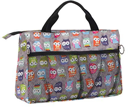 Kosmetiktasche für Damen, niedlicher Druck, 14 Taschen, erweiterbar, Make-up-Organizer, Geldbörse mit Griffen, Eule, groß, Mediun