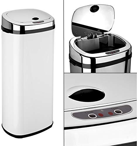 Dihl Rectangle 50L Stainless Steel Auto Sensor Kitchen Waste Dust Bin Automatic Motor White
