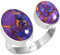 Jeweloporium Bague en argent sterling 925 pour femme Cuivre Violet Turquoise Pierre Précieuse Bohème Bague en argent Taille 62.5 Fête des mères Cadeau Déclaration Bijoux