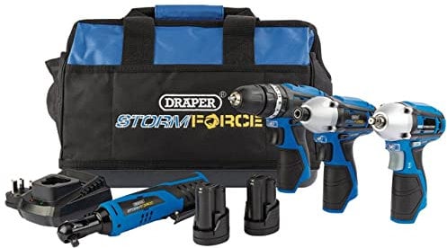 Draper 93446 Storm Force® 10.8V Interchange 4 Piece Kit (+2 x 1.5Ah Batteries, Charger and Bag)