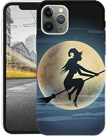 KX-Mobile Hülle für iPhone 11 Handyhülle Motiv 1508 Hexe Besen Halloween Mond Premium Silikonhülle SchutzHülle Softcase HandyCover Handyhülle für iPhone 11 Hülle