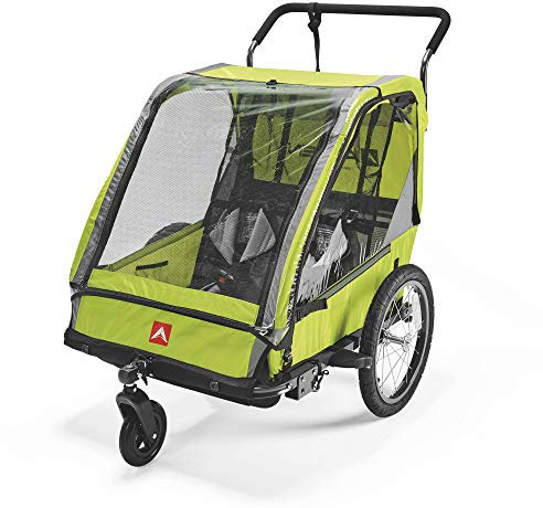 Allen Sports ES2-G Fahrradanhänger für 2 Kinder, Unisex, für Erwachsene, Grün, für 2 Kinder