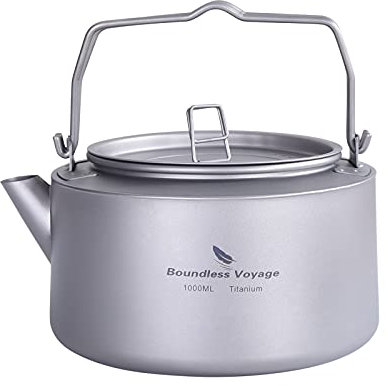 Boundless Voyage Ti3098D Camping-Titan-Wasserkocher mit klappbarem Griff, Filter, große Kapazität, Kochtopf, für den Außenbereich, 1 l