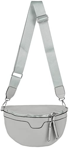 styleBREAKER Damen Umhängetasche in Halbmond Form, abnehmbarer verstellbarer Schultergurt, Einfarbige Handtasche 02012380, Farbe:Grau