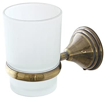 Inbagno Porta spazzolino da Denti a Muro, in Vetro Satinato Finitura Bronzo, Include Kit per Fissaggio Serie Iris