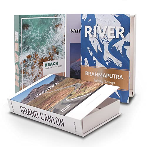 3T GROUP Dekorative Bücher – unsichtbare dekorative Aufbewahrungsboxen mit magnetischem Einband, Hardcover, dekorative Bücher für Heimdekoration, Buchdekoration, Regaldekoration, Bücher-Set, 4 Stück