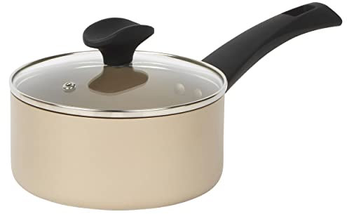 Salter BW11107EU7 Saucepan with Lid – Non-Stick Induction Suitable Cooking Pot, Aluminium Soup/Sauce Milk Pan, Easy Clean, Soft/Cool Touch Handle, 10 Year Guarantee, Olympus Collection, 16 cm, Gold